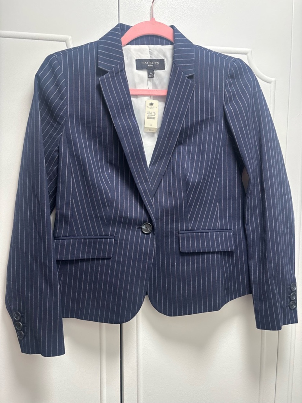 Talbots Navy Pinstripe Single-Button Blazer